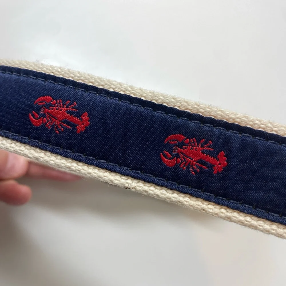 J Crew CrewCuts Canvas & Leather Belt Lobsters Navy Red Nautical Small Boy’s